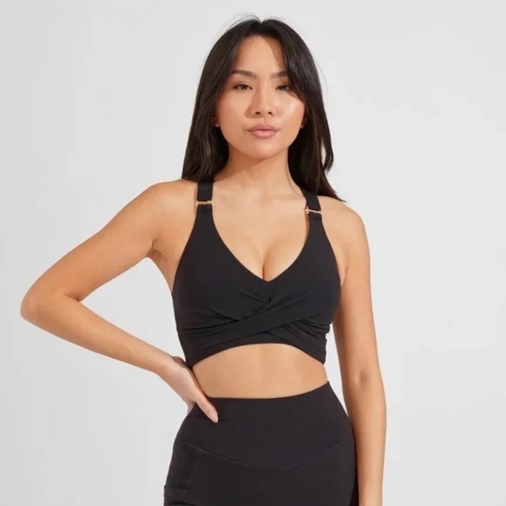 Buff Bunny Collection Womens size XS Candy Wrap Sports Bra Black Workout Yoga